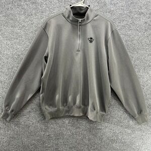 Fairway & Greene Mens Gray F&G Tech Quarter Zip Bee Logo Pullover Sweater Size L